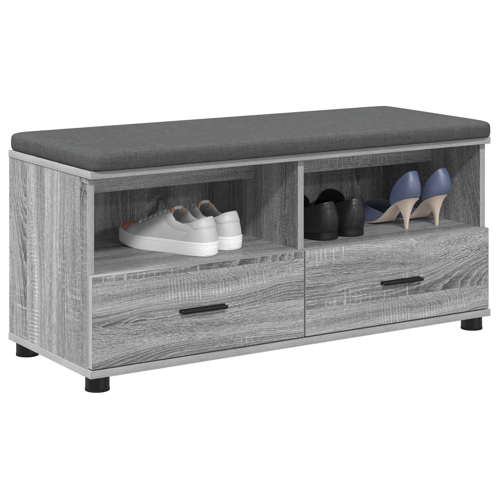 Flurbank mit Kissen mit Regal Graues Sonoma 100 x 38 x 46 cm