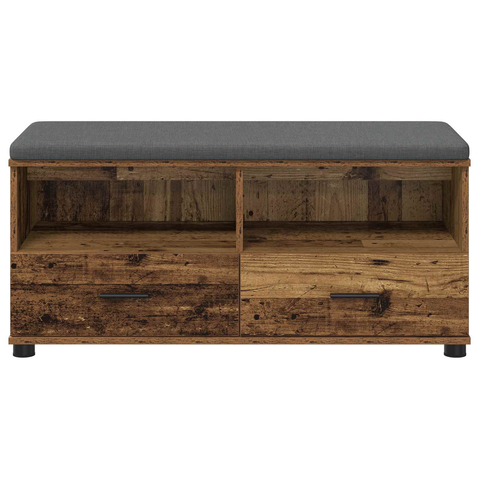 Flurbank mit Kissen mit Schubladen Altholz 100 x 38 x 46 cm