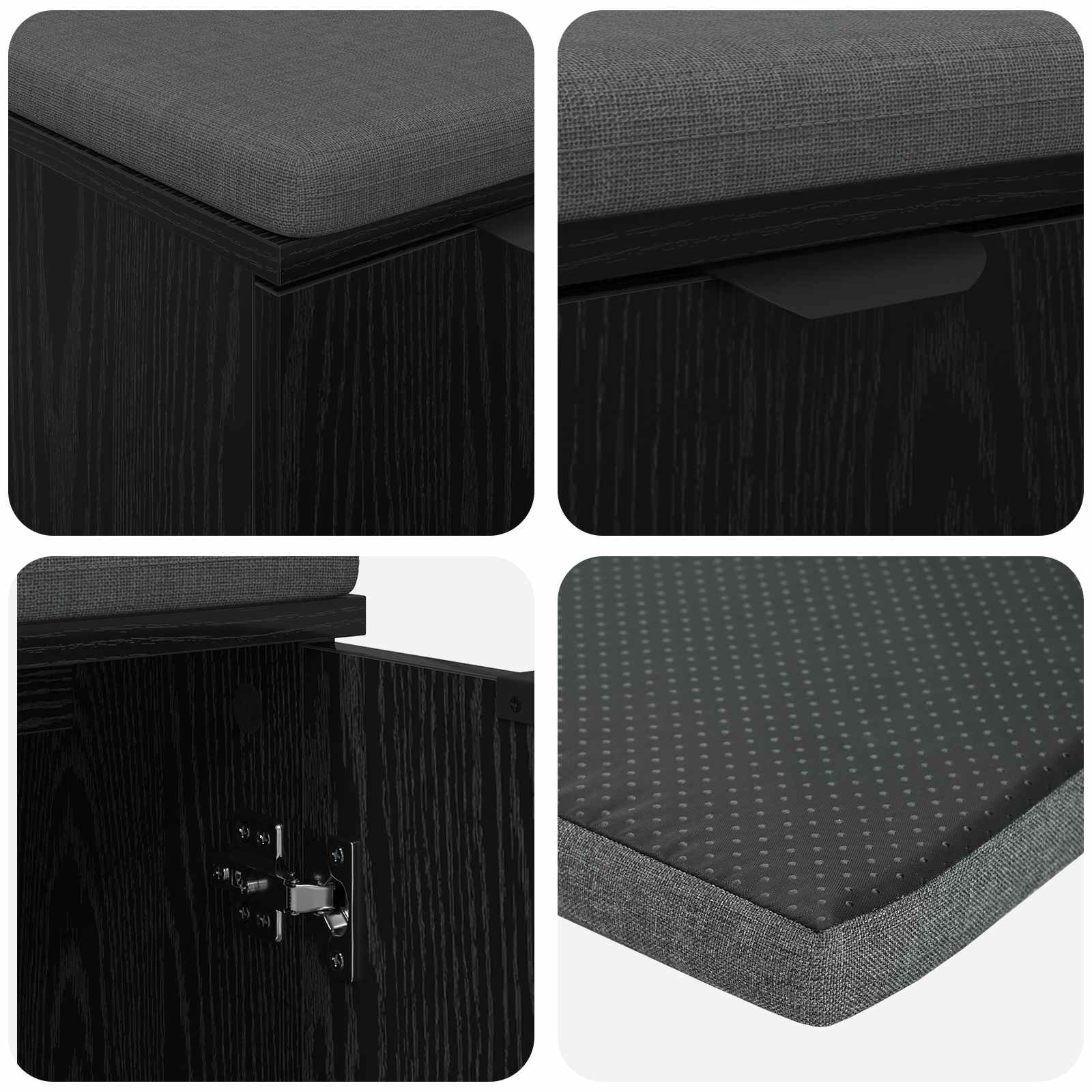 Flurbank mit Kissen mit Regal Schwarze Eiche 60 x 38 x 46 cm