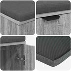 Flurbank mit Kissen mit Regal Graues Sonoma 80 x 38 x 46 cm