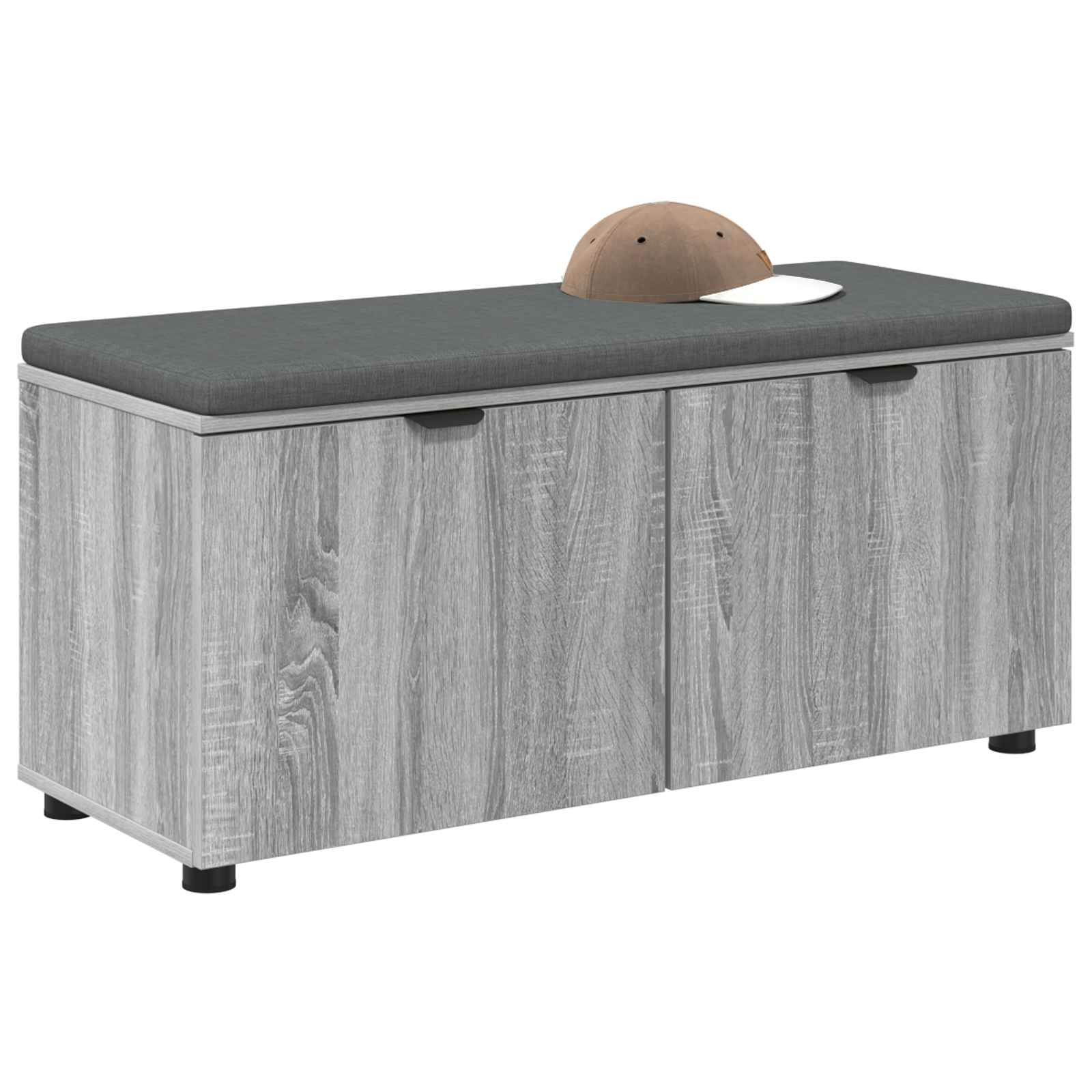 Flurbank mit Kissen mit Regal Graues Sonoma 100 x 38 x 46 cm