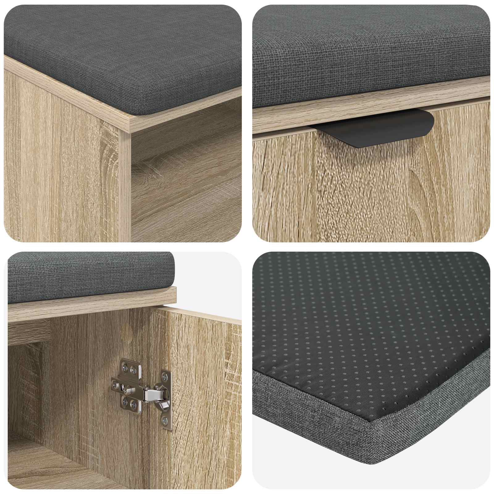 Flurbank mit Kissen mit Regal Sonoma-Eiche 60 x 38 x 46 cm
