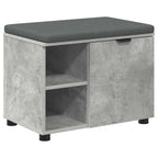 Flurbank mit Kissen mit Regal mit Tür Betongrau 60 x 38 x 46 cm