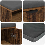 Flurbank mit Kissen mit Regal mit Tür Altholz 60 x 38 x 46 cm