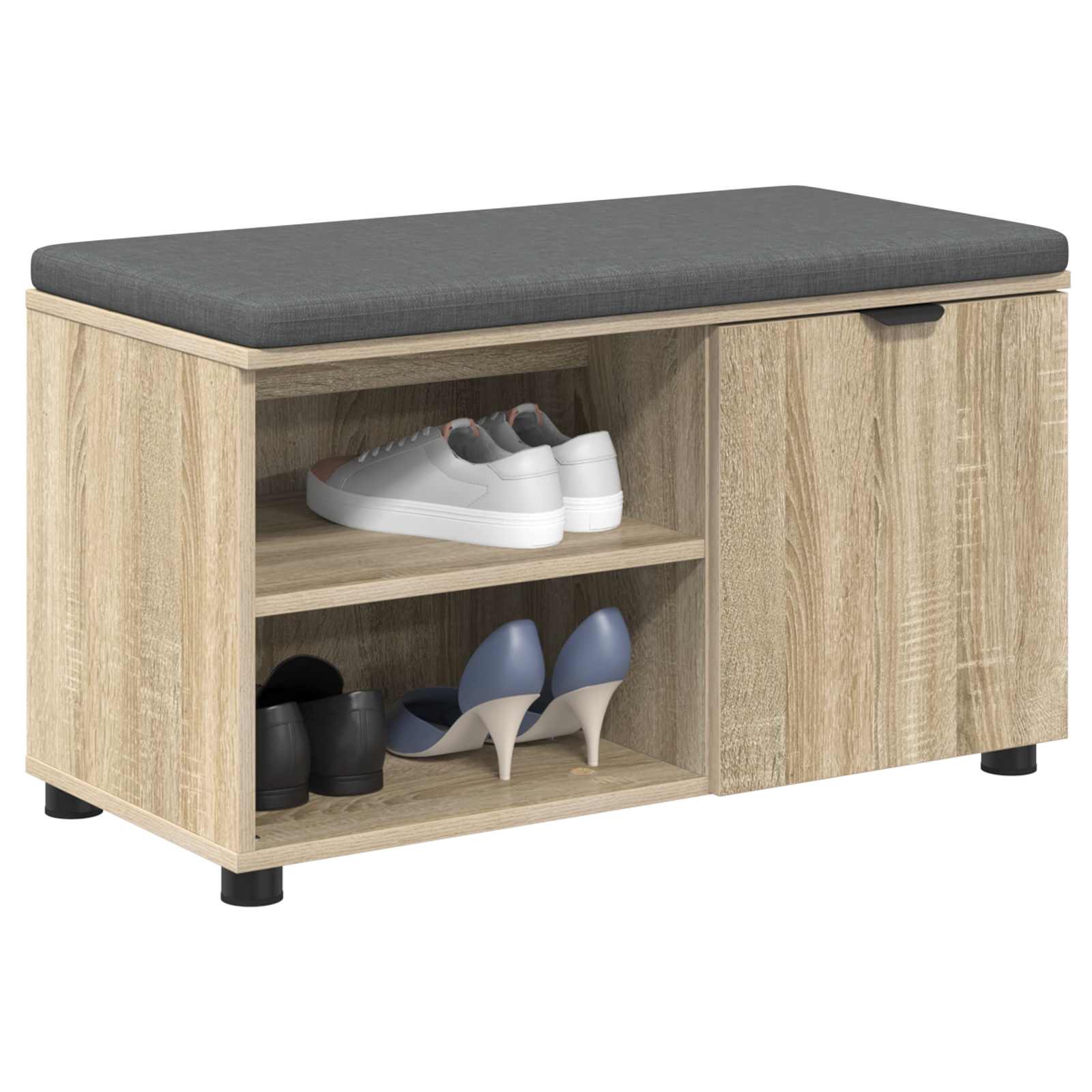 Flurbank mit Kissen mit Regal Sonoma-Eiche 80 x 38 x 46 cm