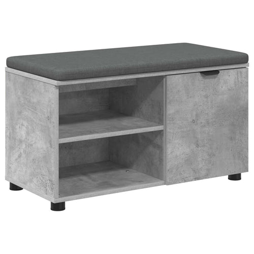 Flurbank mit Kissen mit Regal mit Tür Betongrau 80 x 38 x 46 cm