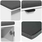 Flurbank mit Kissen mit Regal mit Tür Weiß 100 x 38 x 46 cm