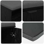 Flurbank mit Kissen mit Regal Schwarze Eiche 100 x 38 x 46 cm