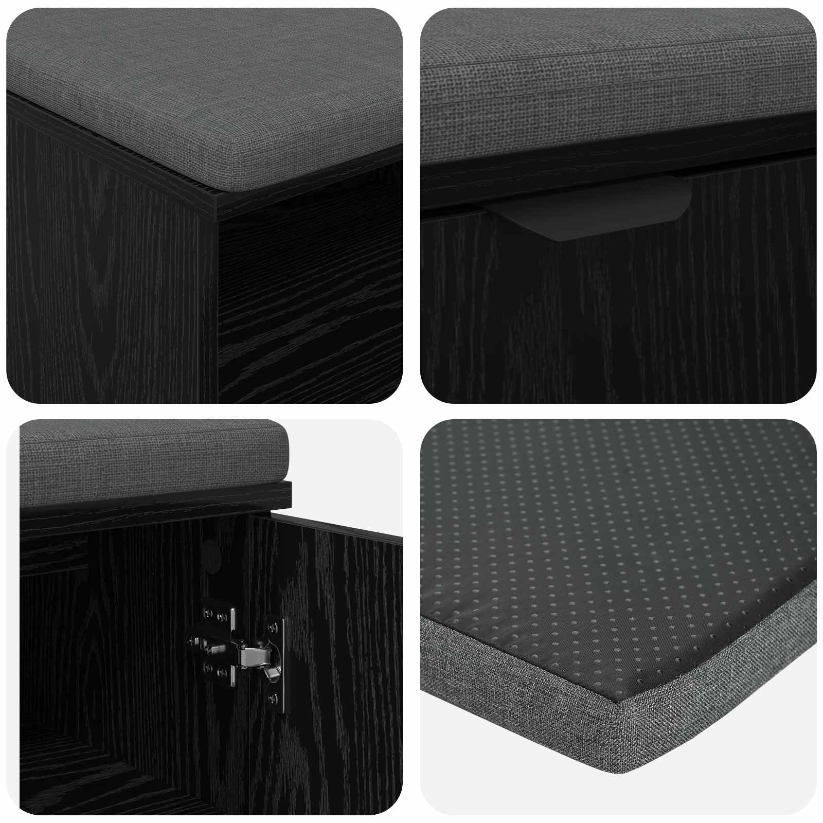 Flurbank mit Kissen mit Regal Schwarze Eiche 100 x 38 x 46 cm