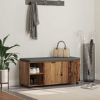Flurbank mit Kissen mit Regal mit Tür Altholz 100 x 38 x 46 cm