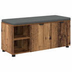 Flurbank mit Kissen mit Regal mit Tür Altholz 100 x 38 x 46 cm
