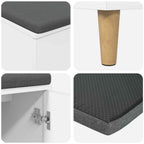 Flurbank Weiß 60 x 38 x 46 cm Holzwerkstoff und Stoff