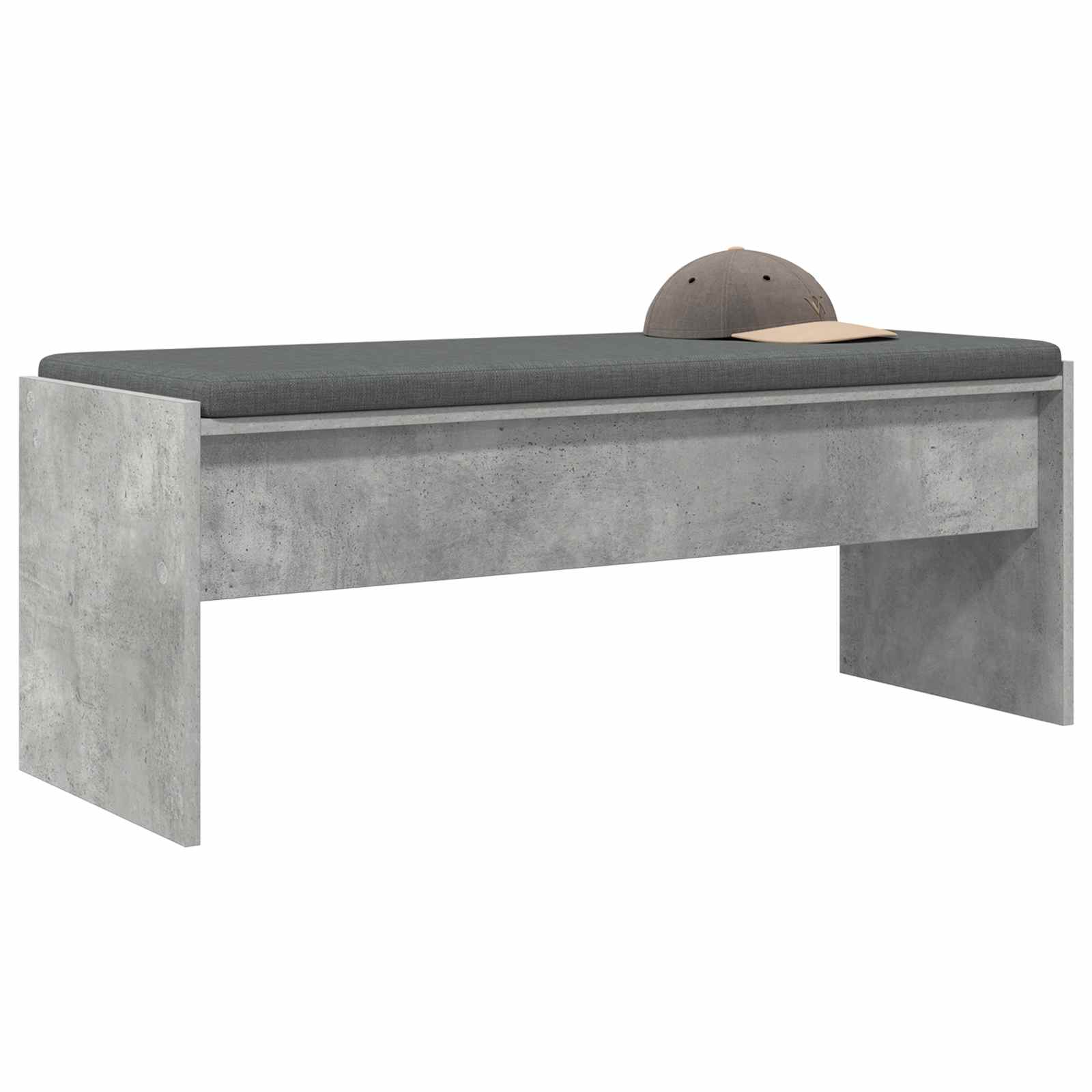 Flurbank mit Kissen Beton Grau 103 x 38 x 40 cm
