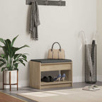 Flurbank mit Kissen mit Regal Sonoma-Eiche 63 x 38 x 45 cm