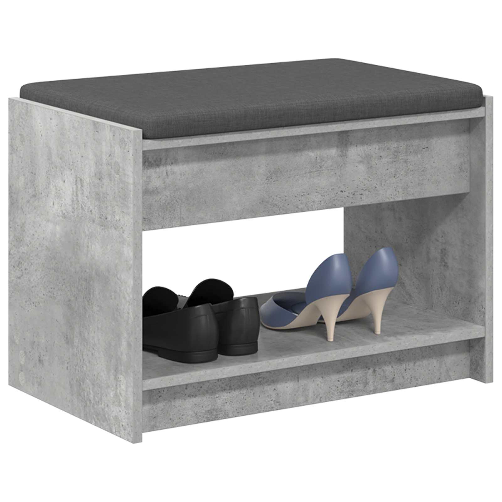 Flurbank mit Kissen mit Regal Betongrau 63 x 38 x 45 cm