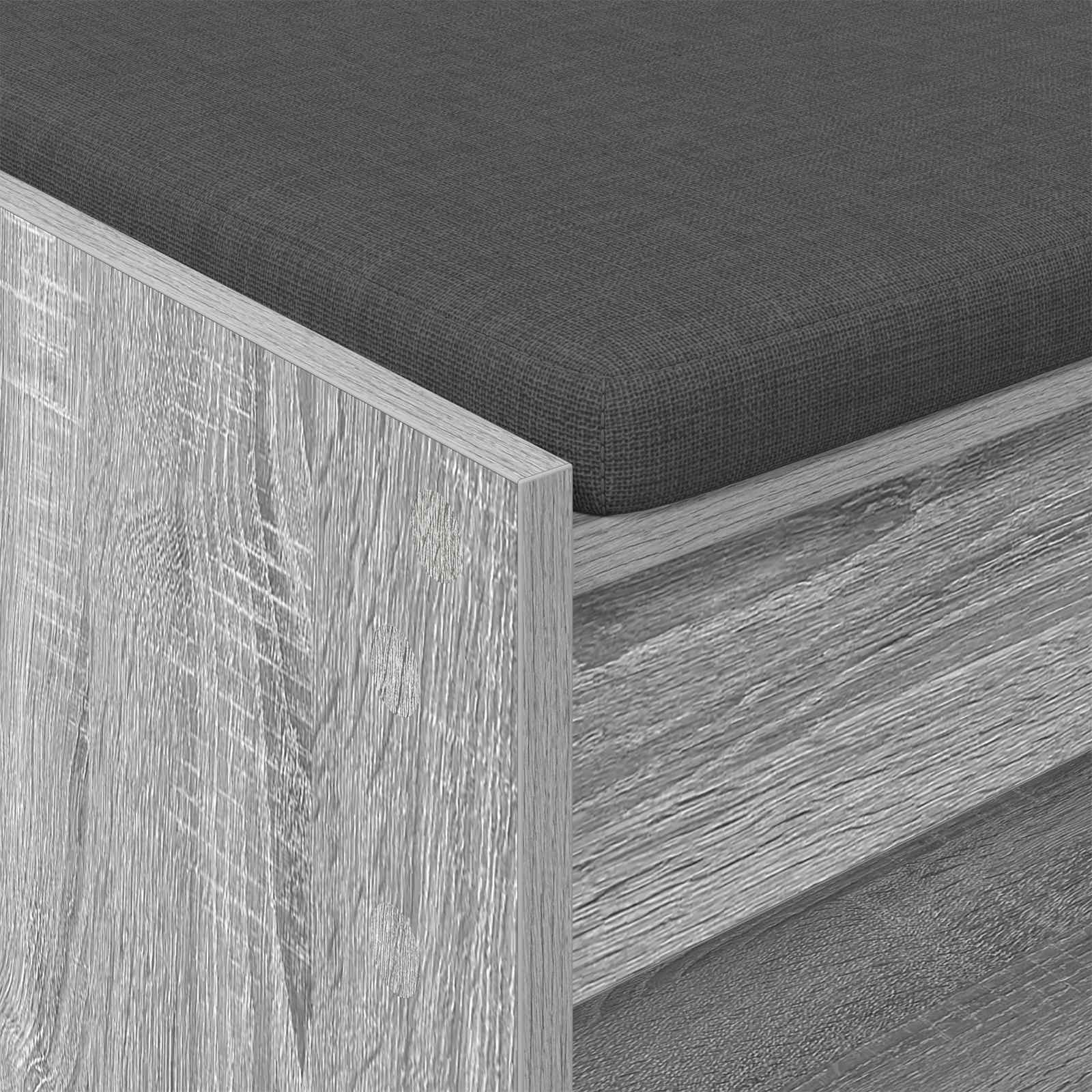 Flurbank mit Kissen mit Regal Graues Sonoma 63 x 38 x 45 cm