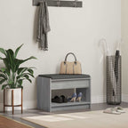 Flurbank mit Kissen mit Regal Graues Sonoma 63 x 38 x 45 cm