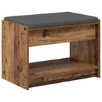 Flurbank mit Kissen mit Regal Altholz 63 x 38 x 45 cm