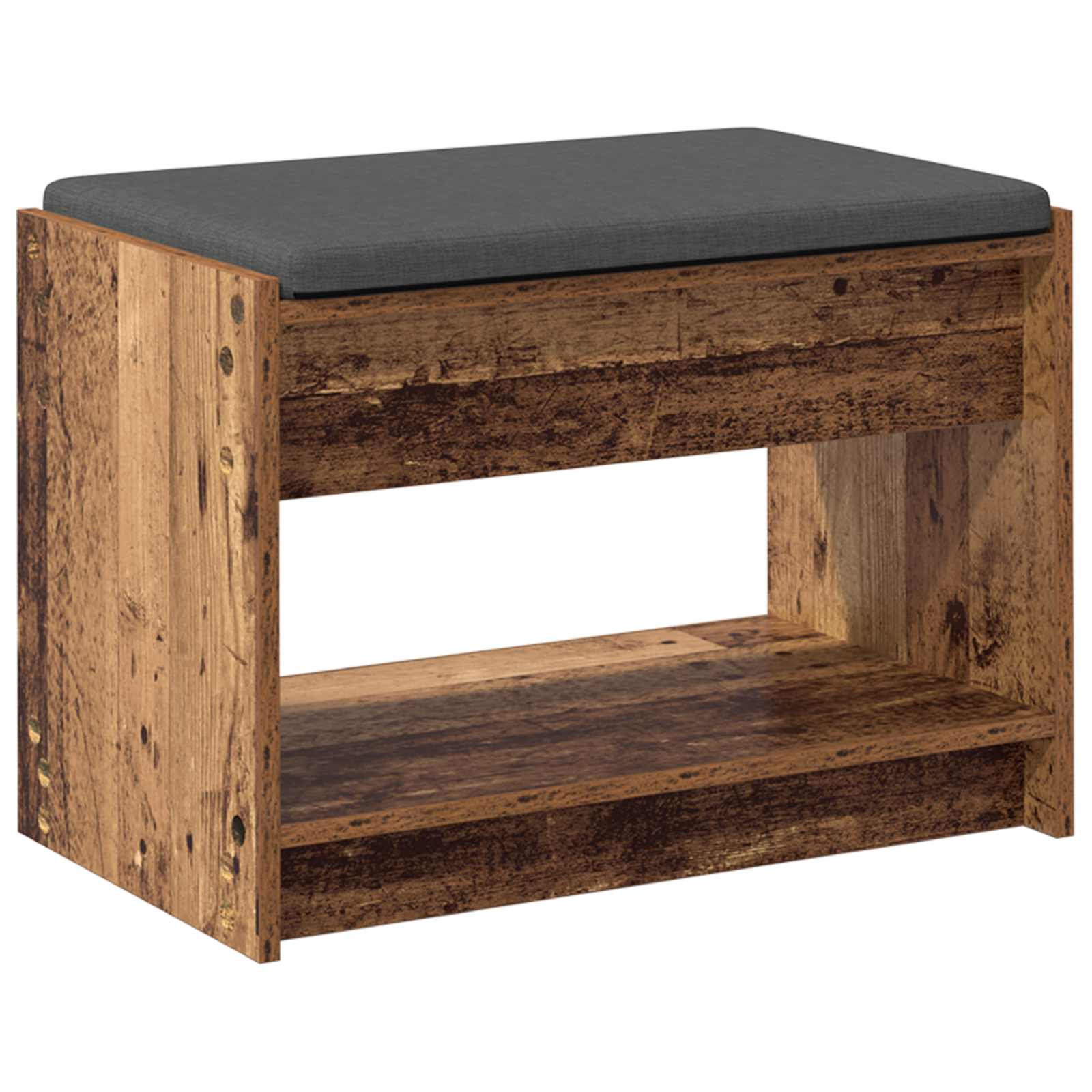 Flurbank mit Kissen mit Regal Altholz 63 x 38 x 45 cm