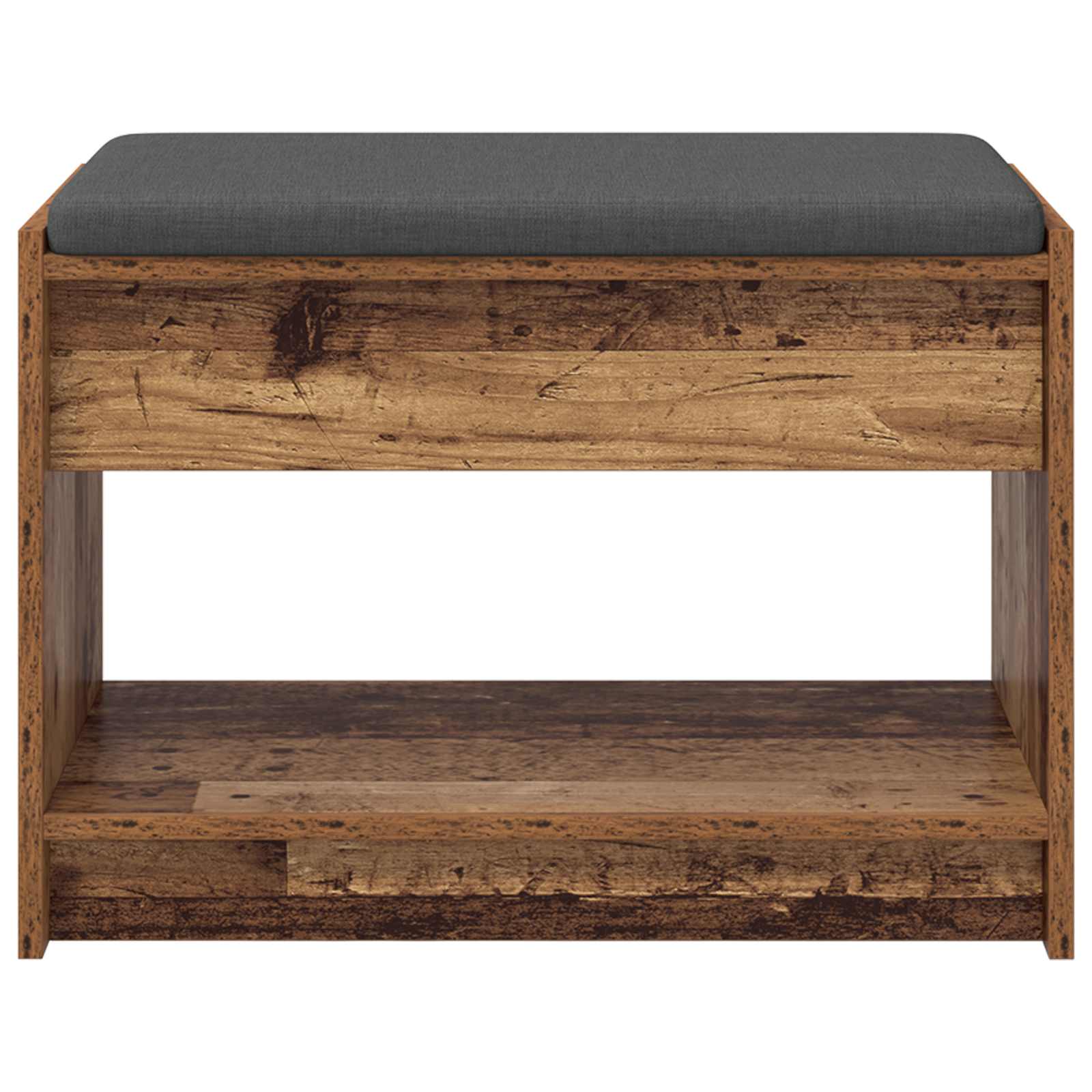 Flurbank mit Kissen mit Regal Altholz 63 x 38 x 45 cm