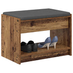 Flurbank mit Kissen mit Regal Altholz 63 x 38 x 45 cm