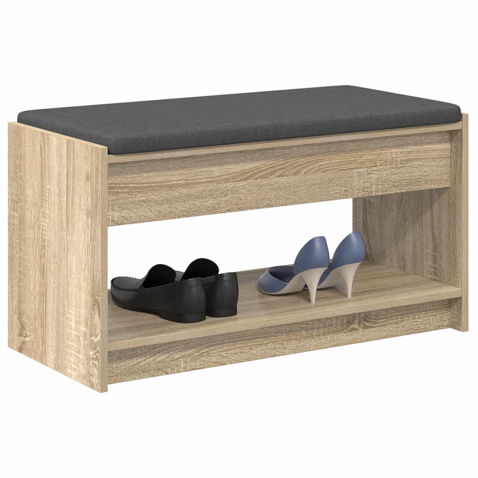 Flurbank mit Kissen mit Regal Sonoma-Eiche 83 x 38 x 45 cm