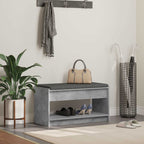 Flurbank mit Kissen mit Regal Betongrau 83 x 38 x 45 cm