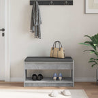Flurbank mit Kissen mit Regal Betongrau 83 x 38 x 45 cm