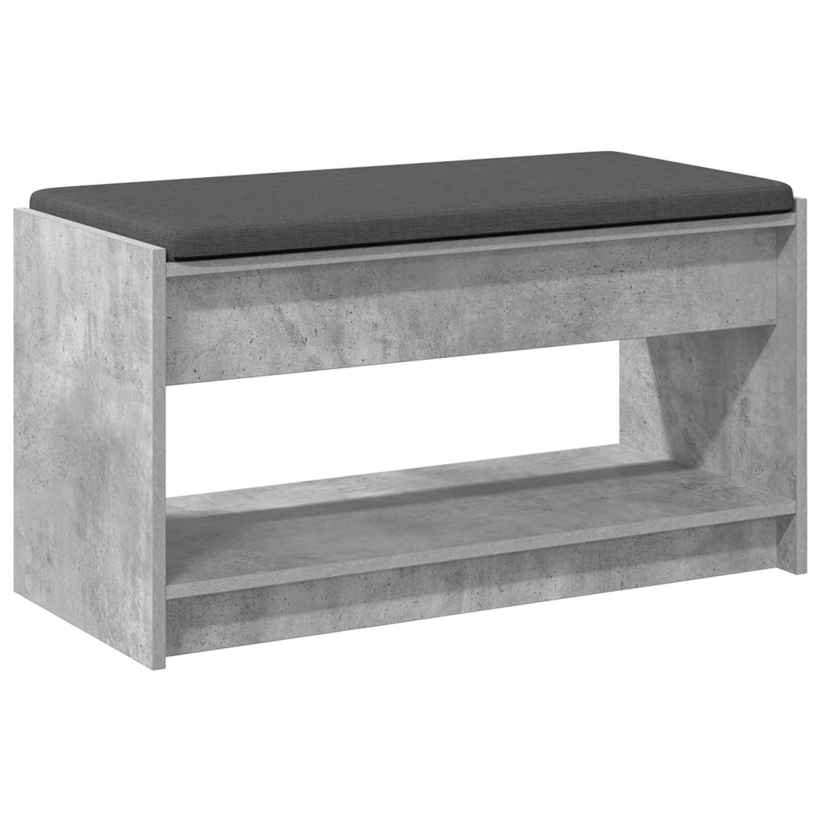 Flurbank mit Kissen mit Regal Betongrau 83 x 38 x 45 cm
