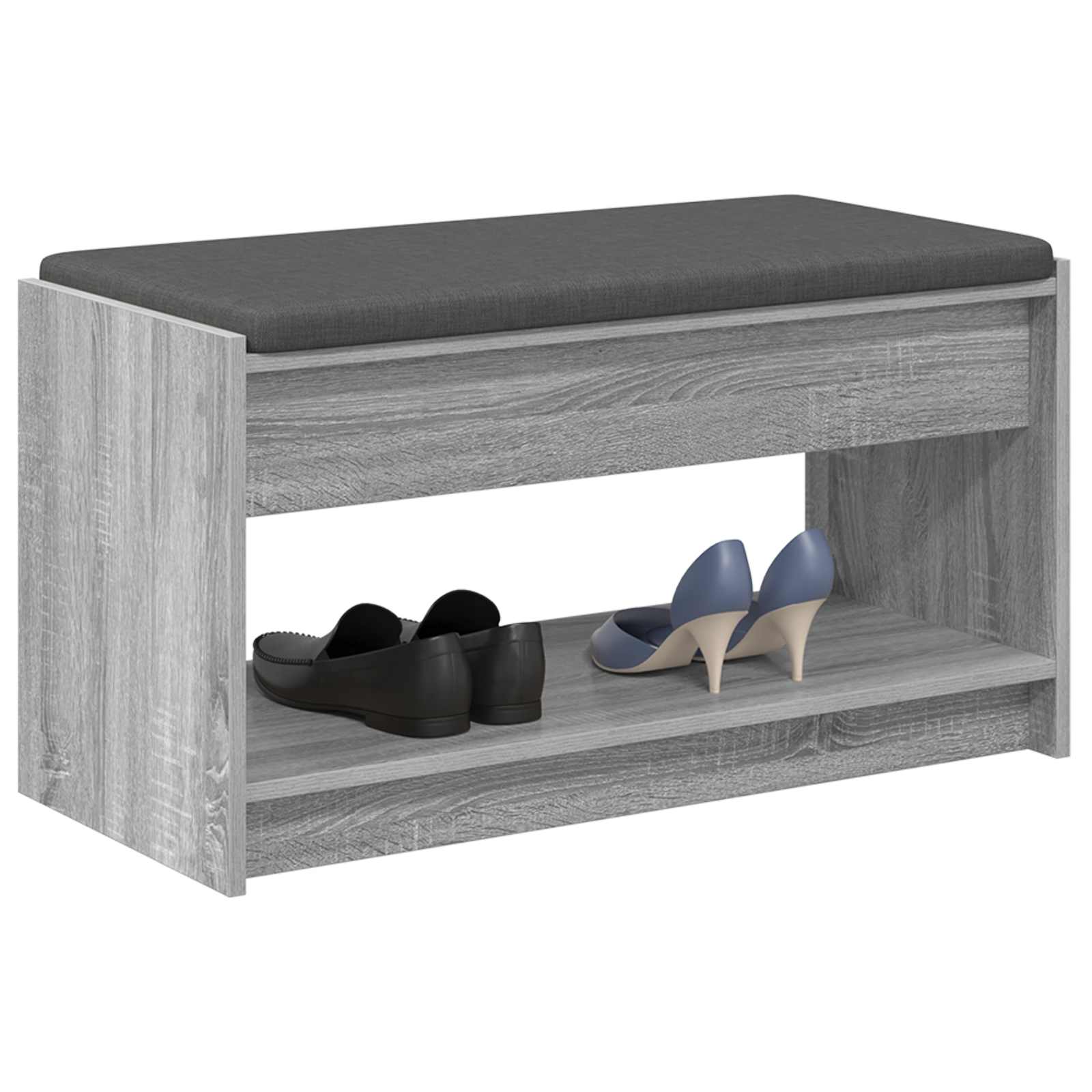 Flurbank mit Kissen mit Regal Graues Sonoma 83 x 38 x 45 cm