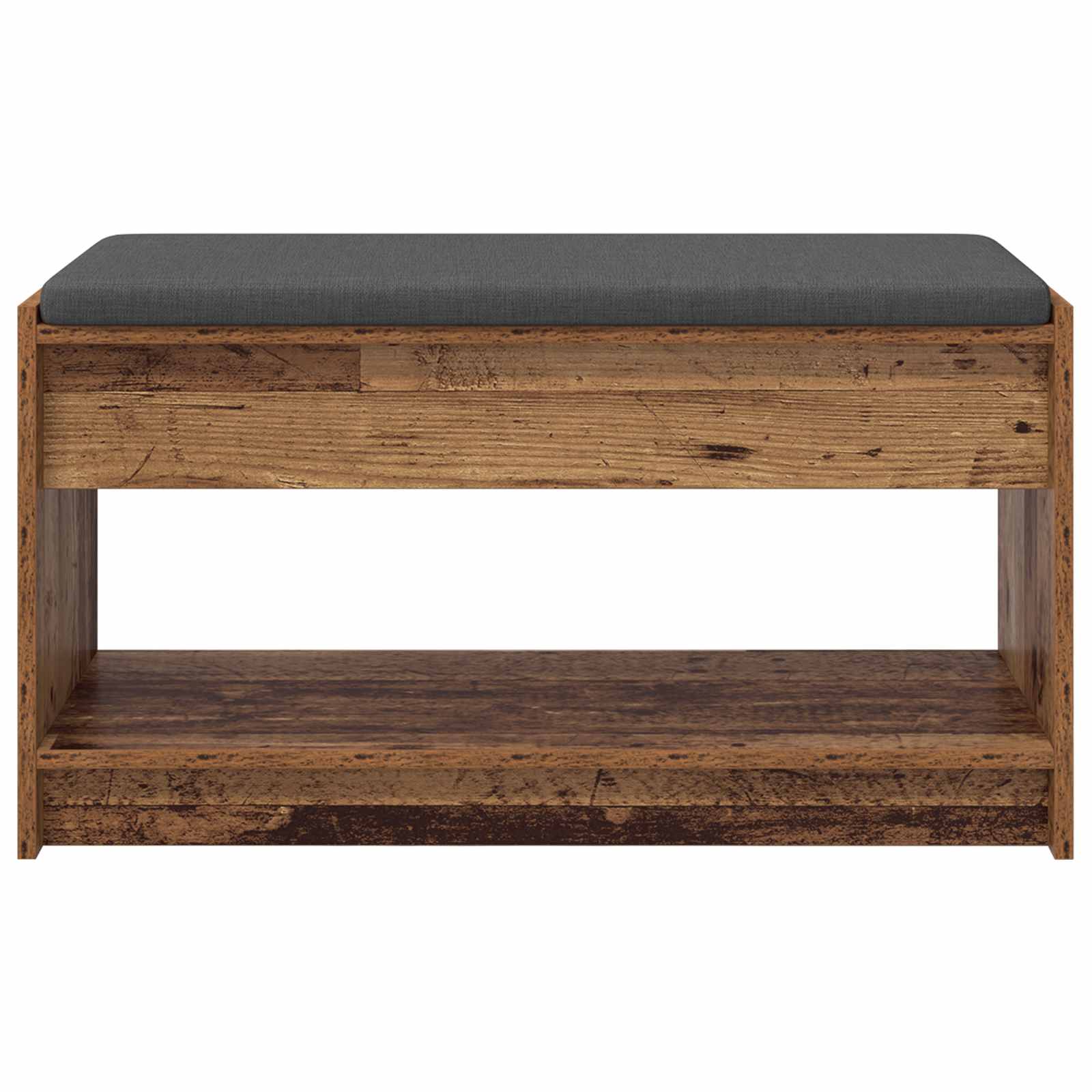 Flurbank mit Kissen mit Regal Altholz 83 x 38 x 45 cm