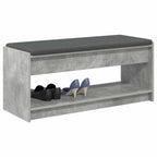Flurbank mit Kissen mit Regal Betongrau 103 x 38 x 45 cm