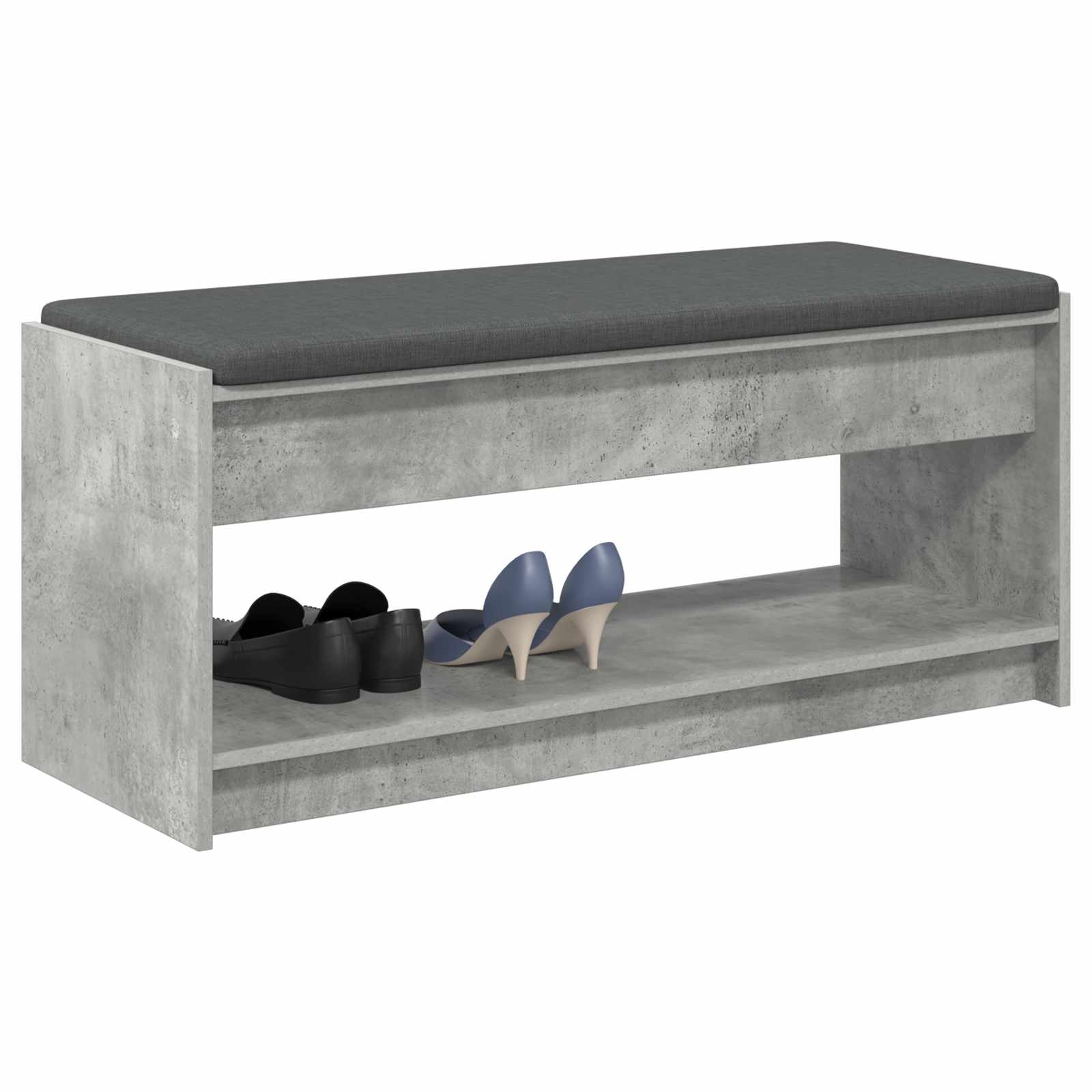 Flurbank mit Kissen mit Regal Betongrau 103 x 38 x 45 cm