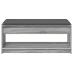 Flurbank mit Kissen mit Regal Graues Sonoma 103 x 38 x 45 cm