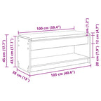 Flurbank mit Kissen mit Regal Graues Sonoma 103 x 38 x 45 cm