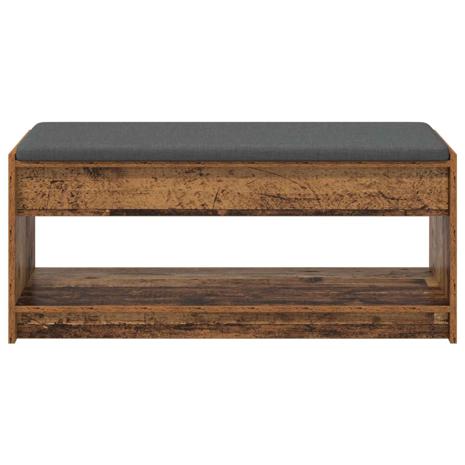 Flurbank mit Kissen mit Regal Altholz 103 x 38 x 45 cm