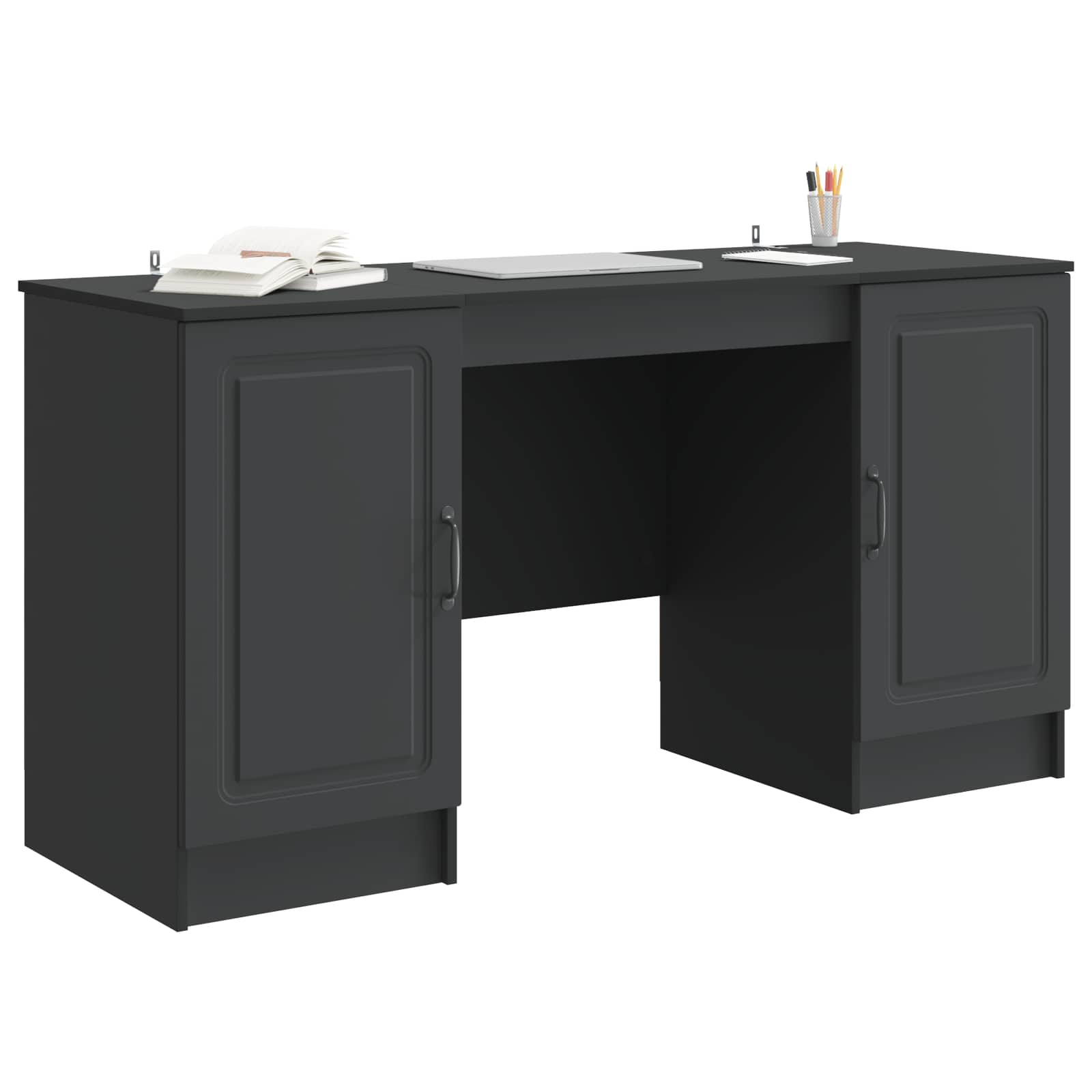 Schreibtisch mit Regal Schwarz 142,5 x 50 x 75 cm Holzwerkstoff