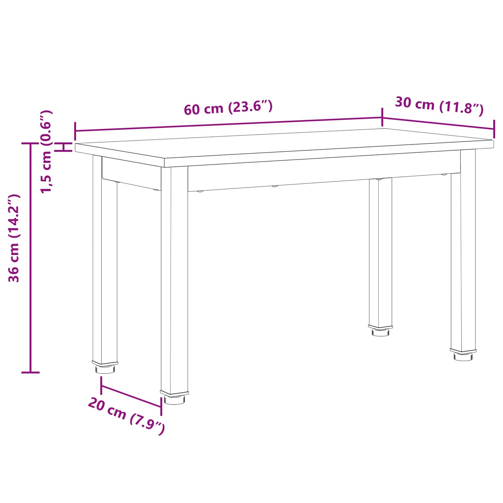 Couchtisch Weiß 60 x 30 x 36 cm Massives Kiefernholz