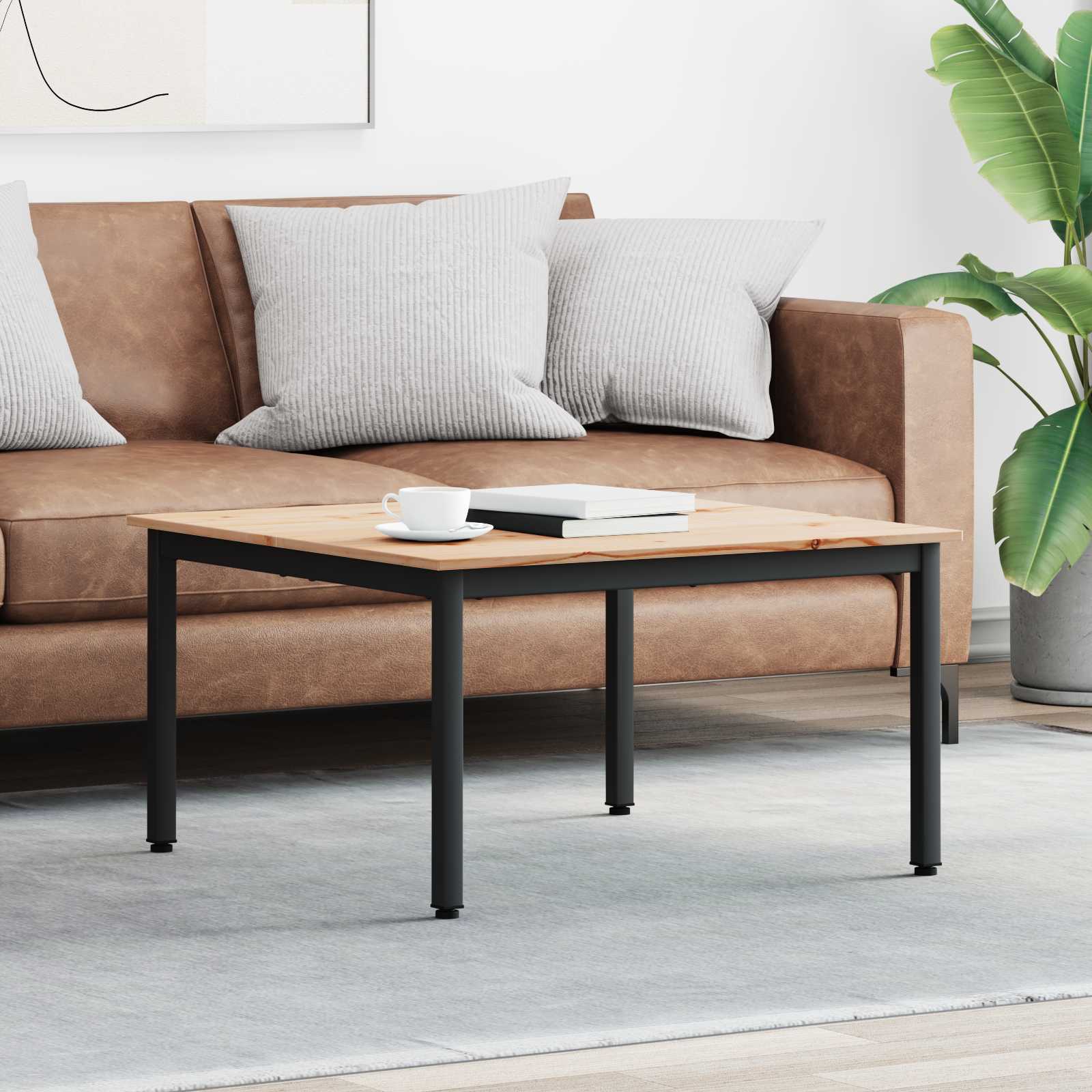 Couchtisch Natur 80 x 80 x 45 cm Massives Kiefernholz