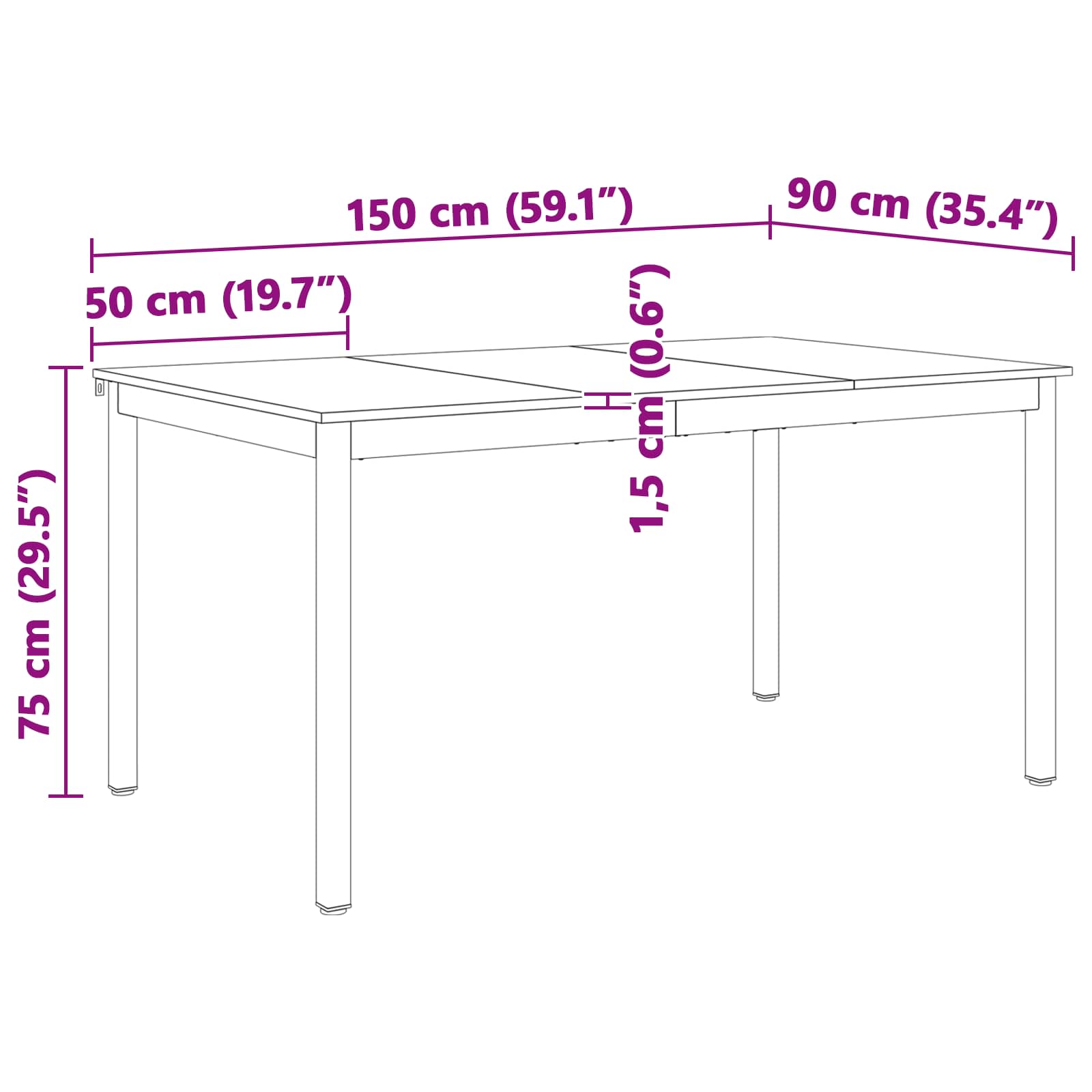 Esstisch Weiß 150 x 90 x 75 cm Massives Kiefernholz