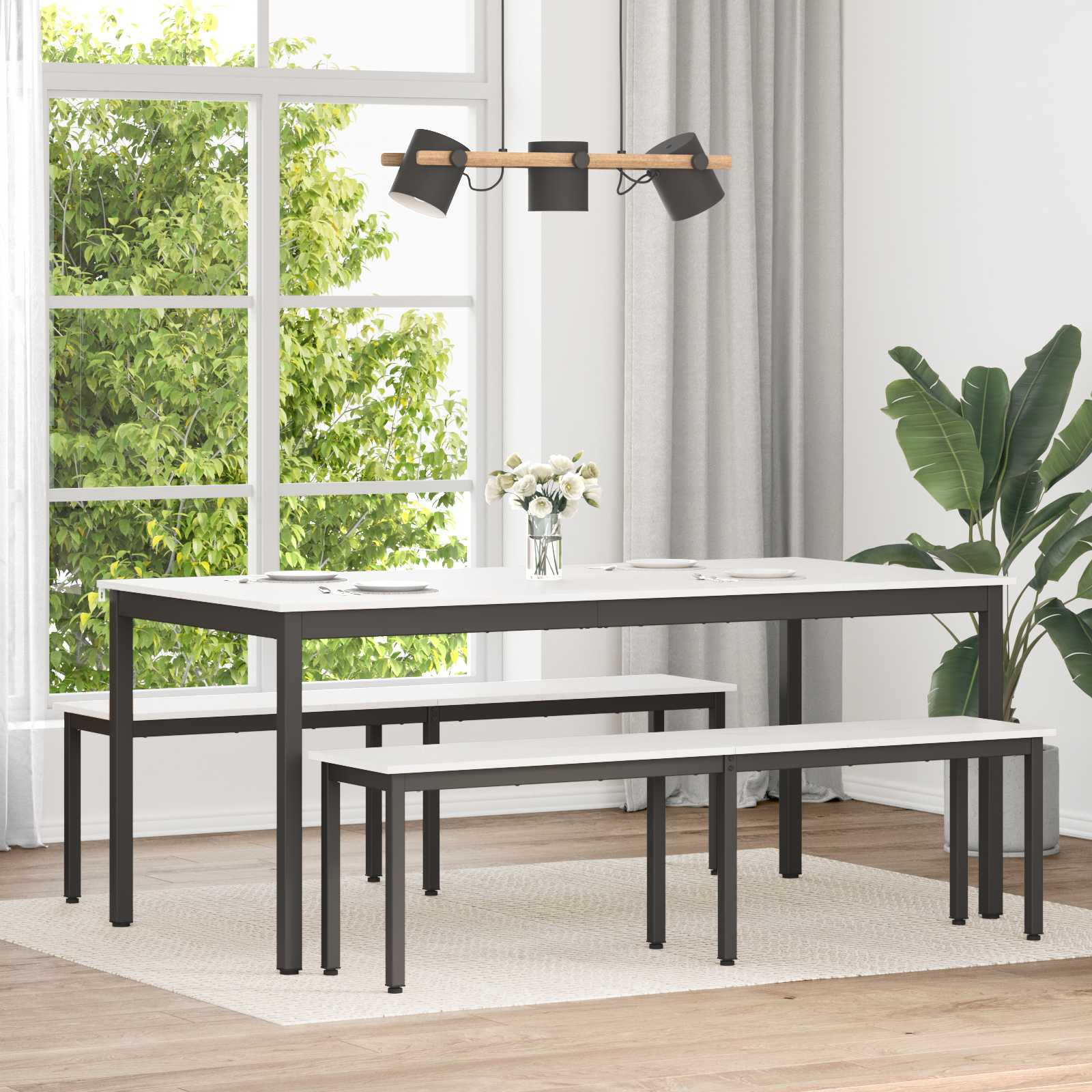Esstisch Weiß 180 x 90 x 75 cm Massives Kiefernholz
