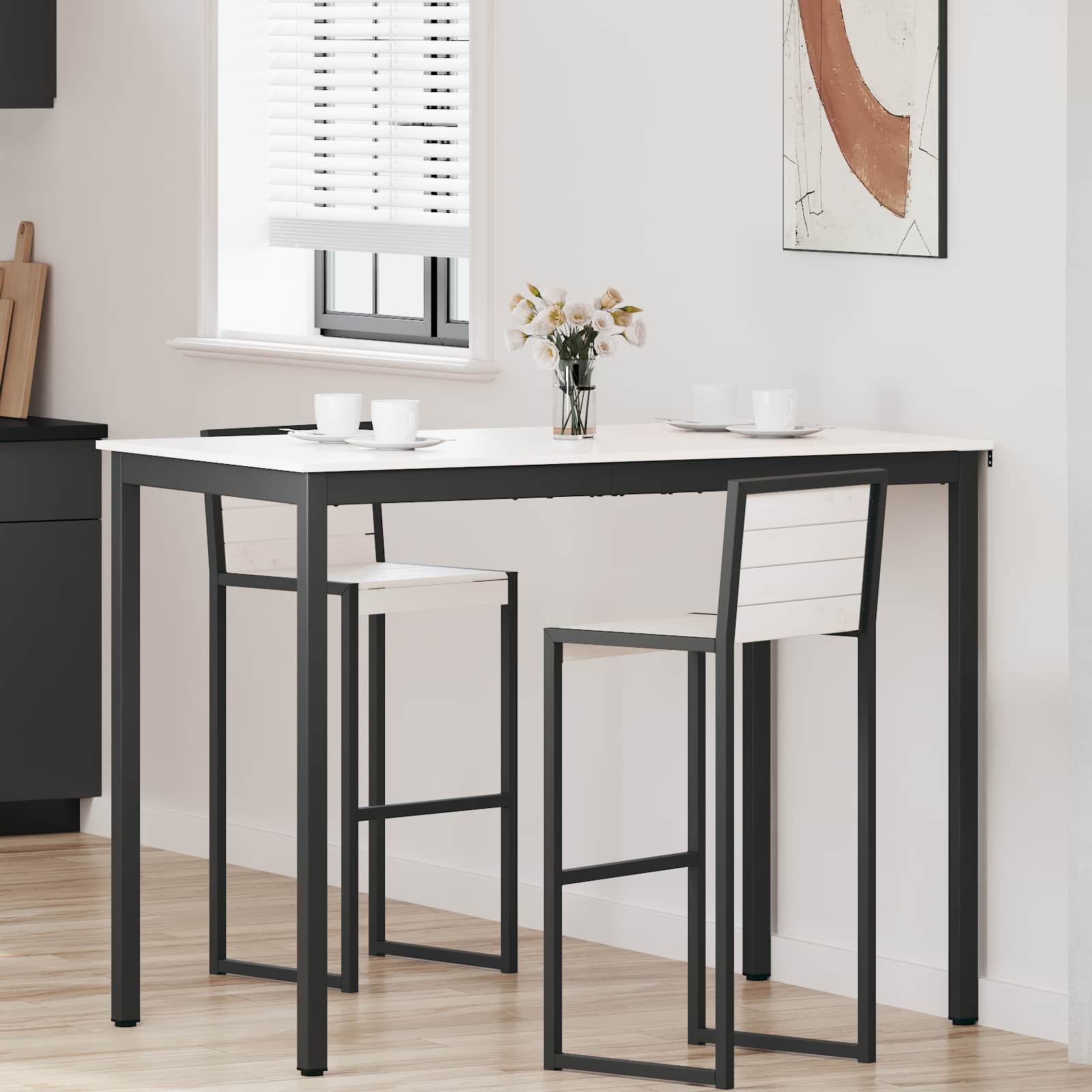 Bartisch Weiß 140 x 80 x 105 cm Massives Kiefernholz