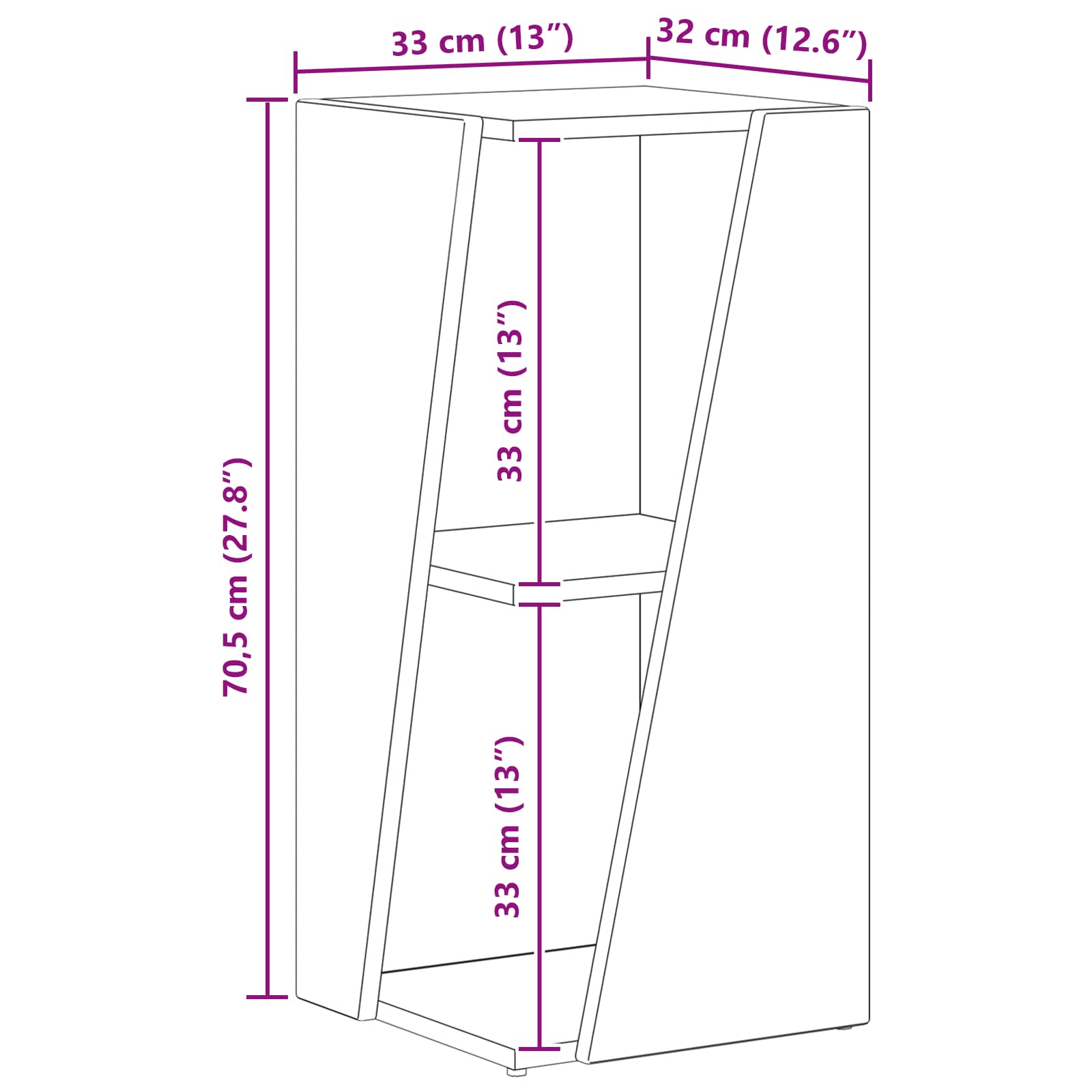 Seitenregal Beton Grau 33 x 32 x 70,5 cm Holzwerkstoff