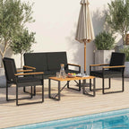 Gartenmöbel Set mit Kissen 4 pcs Schwarz Poly-Rattan