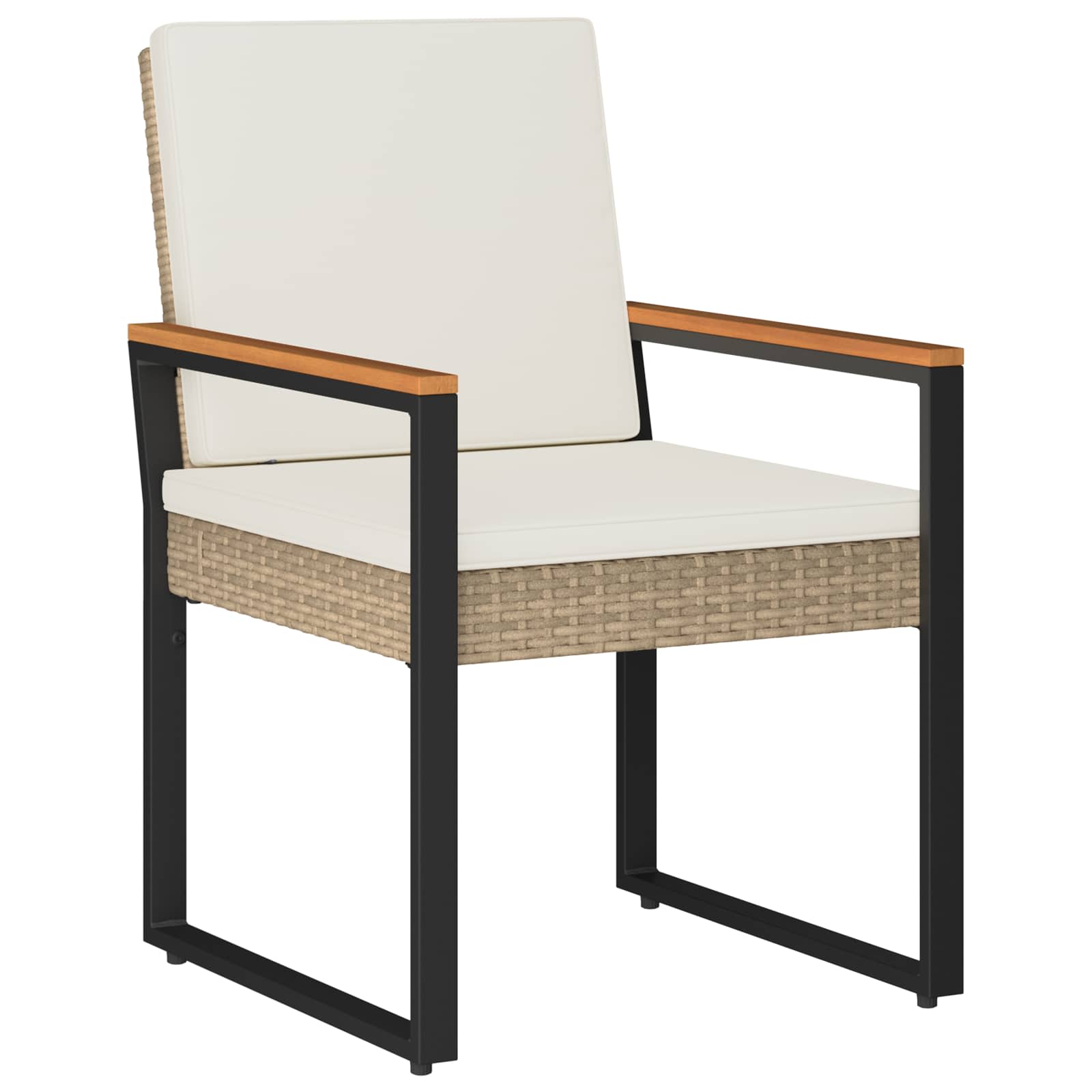 Gartenmöbel Set 4 pcs Beige und Cremeweiß Poly-Rattan