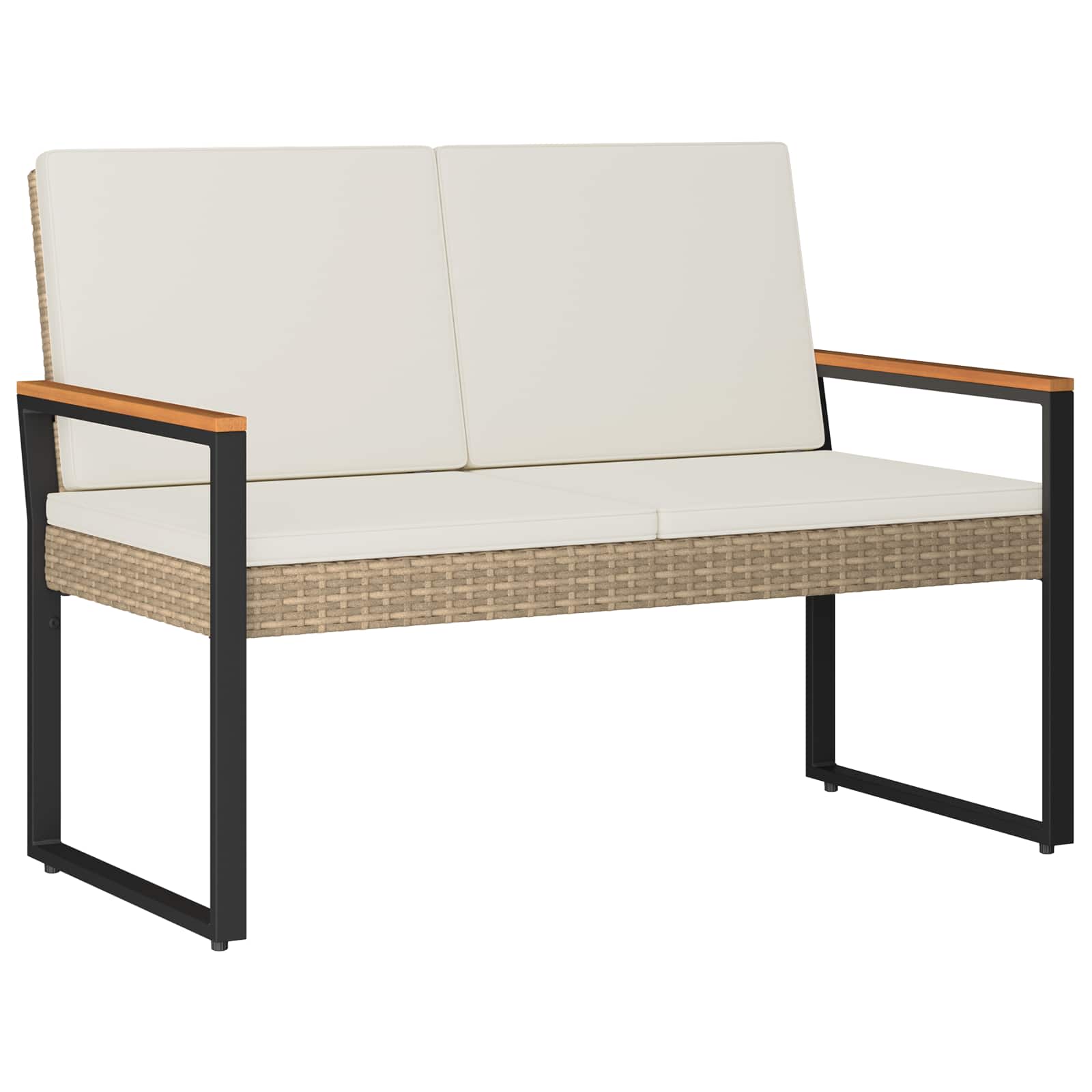 Gartenmöbel Set 4 pcs Beige und Cremeweiß Poly-Rattan