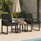 Gartenmöbel Set mit Kissen 3 pcs Schwarz Poly-Rattan
