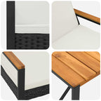 Gartenmöbel Set 3 pcs Schwarz und Cremeweiß Poly-Rattan