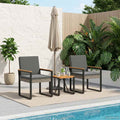 Gartenmöbel Set 3 pcs Grau und Dunkelgrau Poly-Rattan