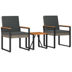 Gartenmöbel Set 3 pcs Grau und Dunkelgrau Poly-Rattan